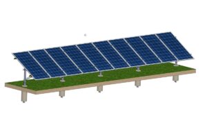 Structură zincată pentru 10 panouri cu montare la sol prin betonare, 1 Stâlp, 1 Rând panouri