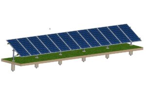 Structură zincată pentru 12 panouri cu montare la sol prin betonare, 1 Stâlp, 1 Rând panouri