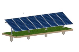 Structură zincată pentru 8 panouri cu montare la sol prin betonare, 1 Stâlp, 1 Rând panouri