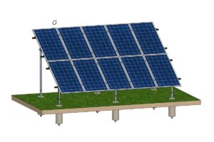 Structură zincată pentru 10 panouri cu montare la sol prin betonare, 2 Stâlpi, 2 Rânduri panouri