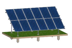 Structură zincată pentru 12 panouri cu montare la sol prin betonare, 2 Stâlpi, 2 Rânduri panouri