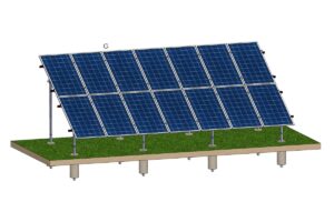 Structură zincată pentru 14 panouri cu montare la sol prin betonare, 2 Stâlpi, 2 Rânduri panouri