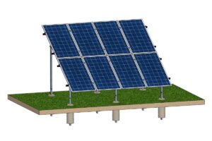 Structură zincată pentru 8 panouri cu montare la sol prin betonare, 2 Stâlpi, 2 Rânduri panouri