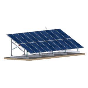 Structură zincată pentru 20 panouri cu montare la sol pe dale din beton, 2 Stâlpi, 2 Rânduri panouri