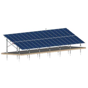 Structură zincată pentru 30 panouri cu montare la sol pe șuruburi de fundație, 2 Stâlpi, 2 Rânduri panouri