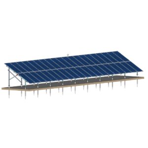 Structură zincată pentru 40 panouri cu montare la sol pe șuruburi de fundație, 2 Stâlpi, 2 Rânduri panouri